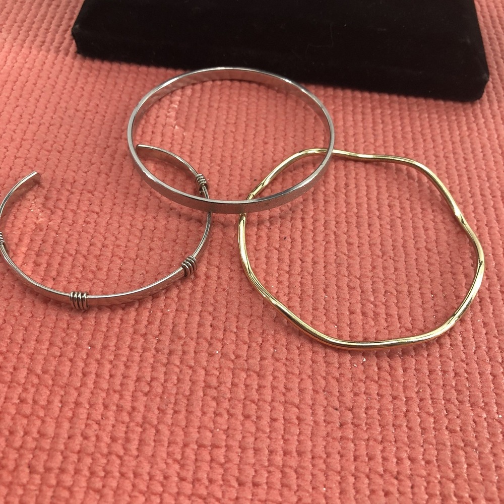 VINTAGE flat Monet  Bangle BRACELET + 2‎ Unbranded Gold Silver Tones
